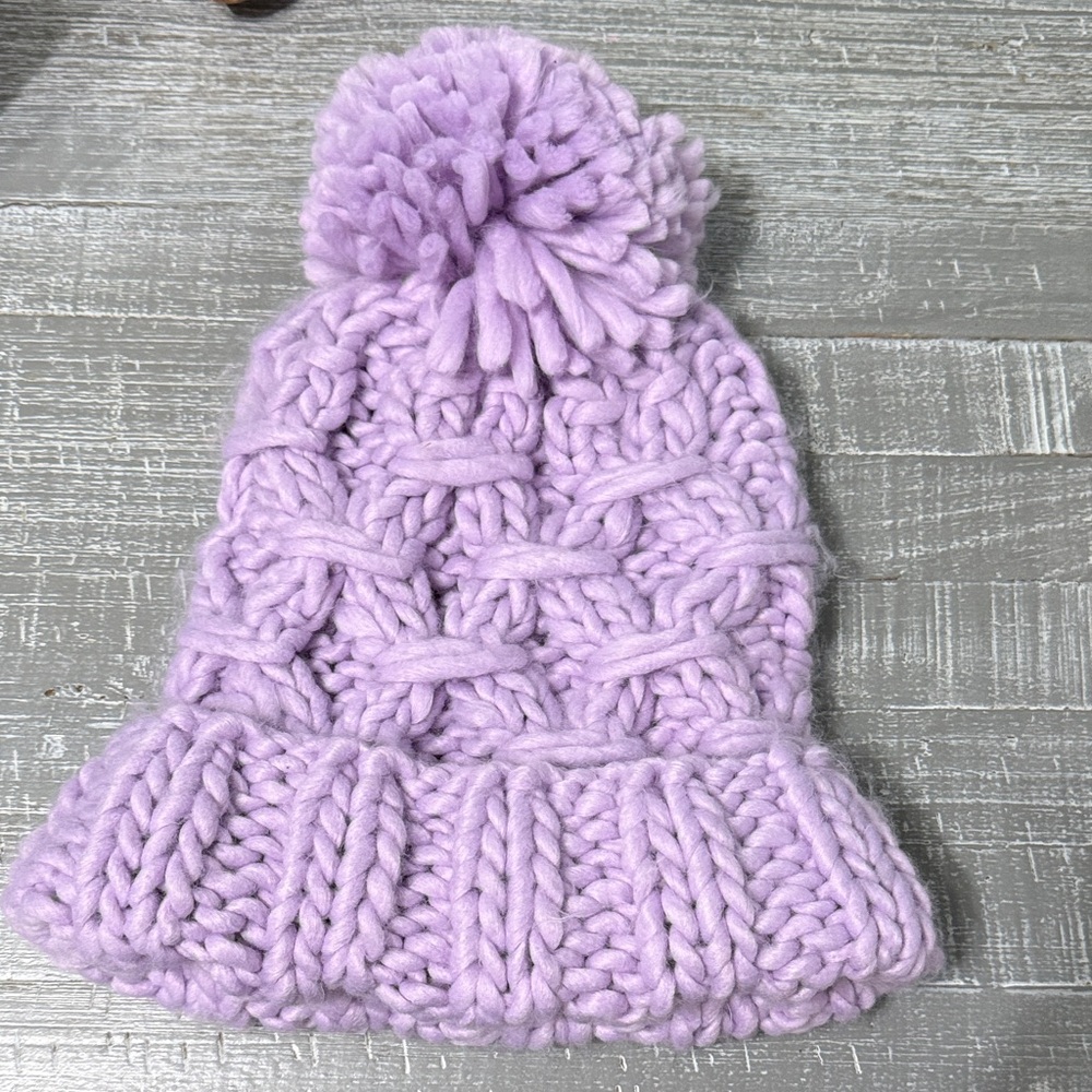 Cozy Lavender Knit Pom-Pom Beanie for Kids